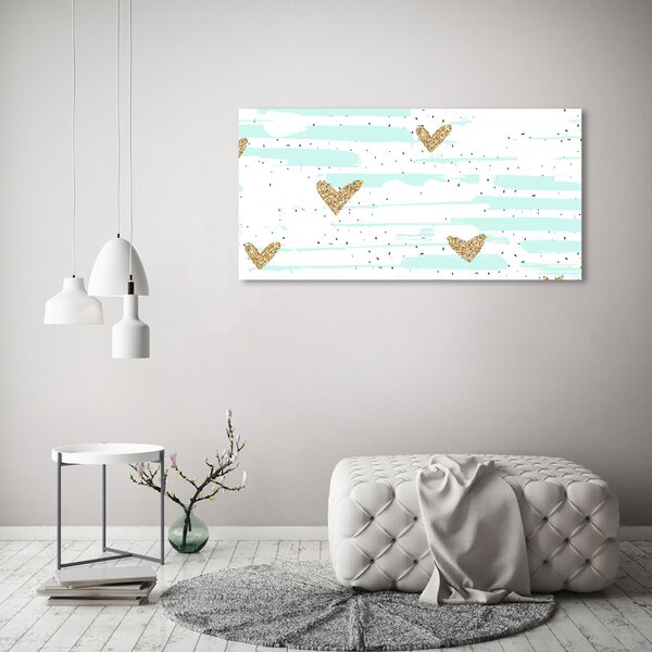 Tablou canvas inimi de aur fundal