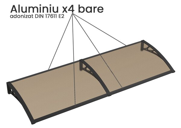 Copertina PREMIUM 240x100 cm, Policarbonat 6 mm, Suporturi din ABS, Negru/Bronz
