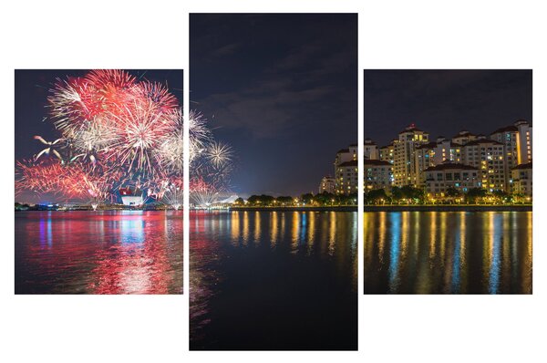 Tablou cu artificii in Singapur (90x60 cm)