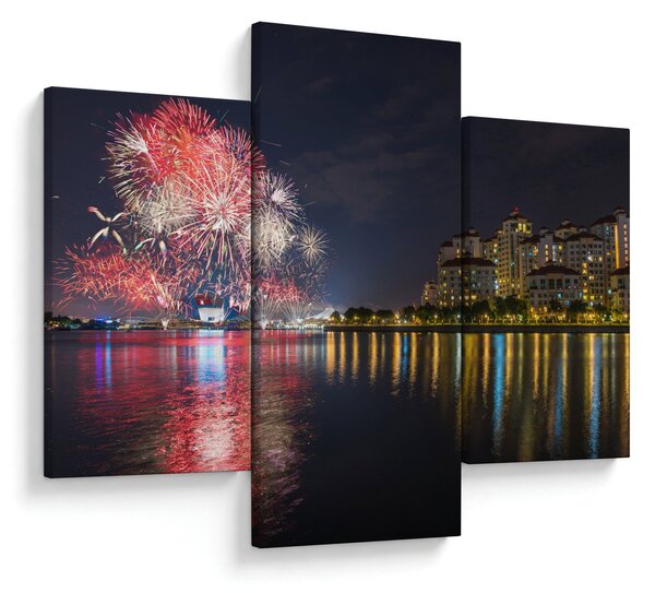 Tablou cu artificii in Singapur (90x60 cm)