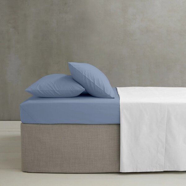 Cearceaf albastru din bumbac percale cu elastic 150x200 cm Easy Iron Percale – Catherine Lansfield