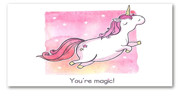 Tablou sticlă unicorn roz