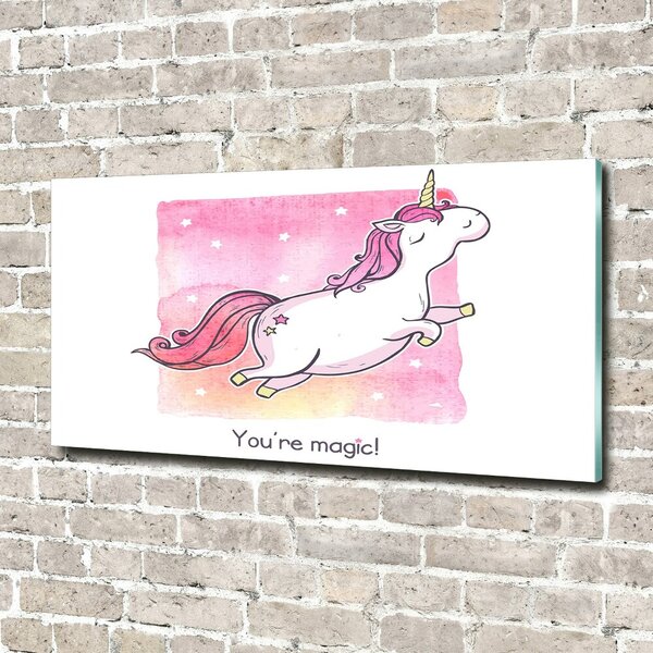 Tablou sticlă unicorn roz