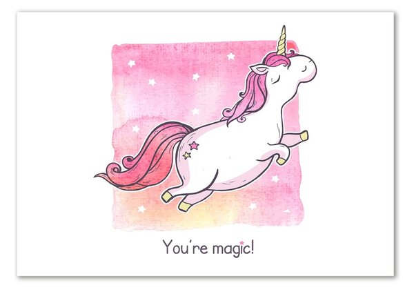 Tablou sticlă unicorn roz