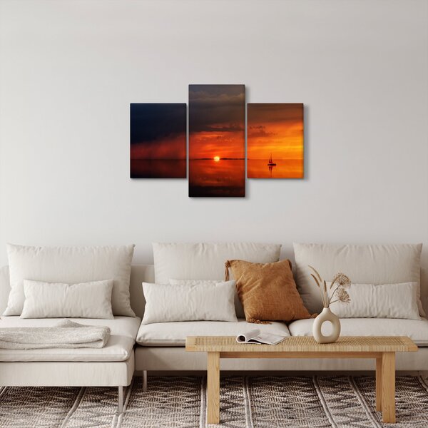 Tabloul apusului de soare cu barca (90x60 cm)