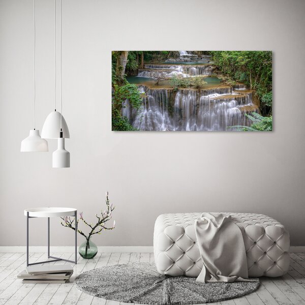 Tablou Printat Pe Sticlă Cascada din pădure