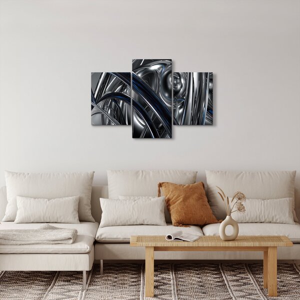 Tabloul cu abstracție gri cu albastru (90x60 cm)