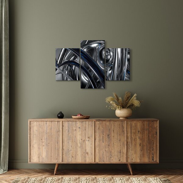 Tabloul cu abstracție gri cu albastru (90x60 cm)