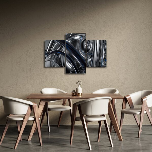 Tabloul cu abstracție gri cu albastru (90x60 cm)