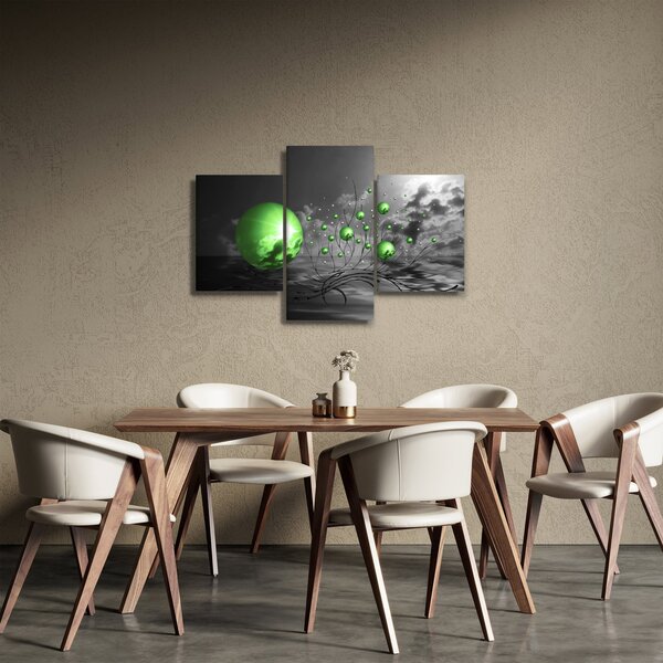 Tabloul bilelor verzi abstracte (90x60 cm)