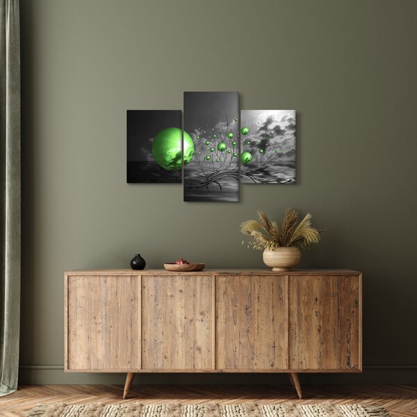 Tabloul bilelor verzi abstracte (90x60 cm)
