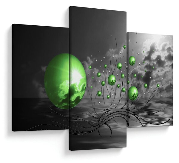 Tabloul bilelor verzi abstracte (90x60 cm)