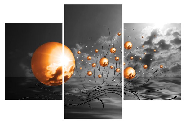 Tabloul bilelor portocalii abstarcte (90x60 cm)