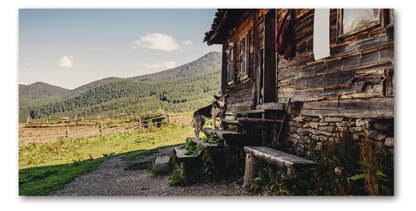 Tablou Printat Pe Sticlă Casa de lemn de munte