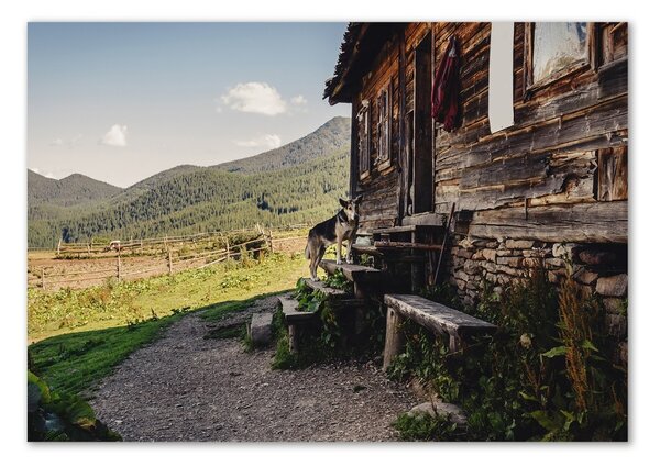 Tablou Printat Pe Sticlă Casa de lemn de munte