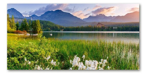 Fotografie imprimată pe sticlă Lacul în munți