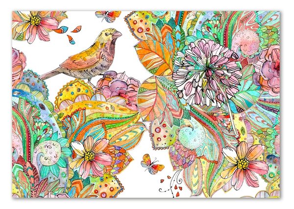 Fotografie imprimată pe sticlă Bird și ornamente