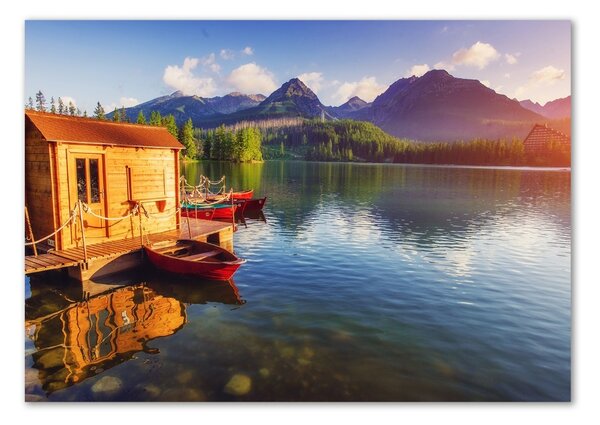 Tablou Printat Pe Sticlă Lacul în munți