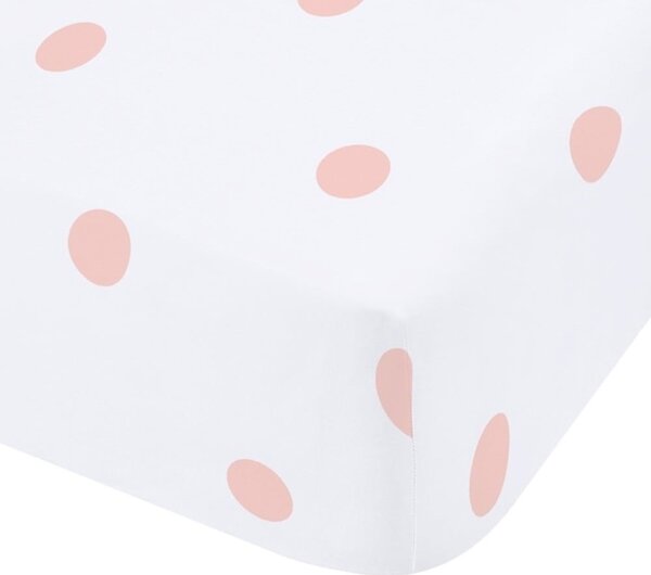 Cearceaf alb-roz din flanelă cu elastic 150x200 cm Polka Dot – Catherine Lansfield