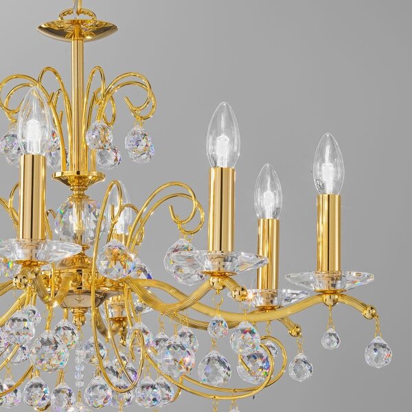 Kolarz CARMEN 3234.88.3.KoT - candelabru de cristal suspendat pe lanț, 8xE14/60W/230V, placat cu aur 24K