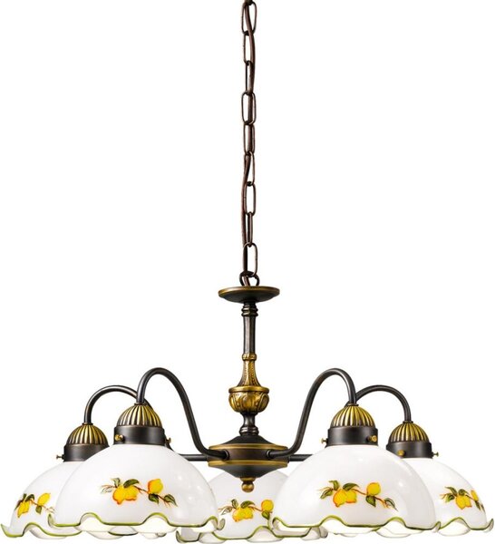 Kolarz 731.85.116 - Candelabru suspendat cu lanț NONNA, 5xE27/75W/230V, culoare lămâie