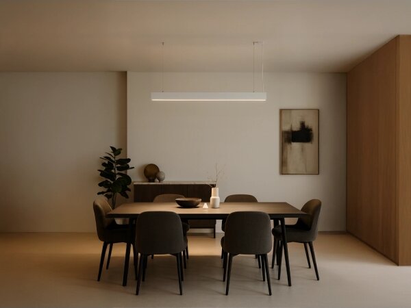 Lustră LED suspendată pe cablu, 55W, 230V, 3000/4000/6500K, 120 cm, albă