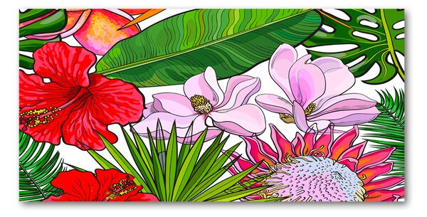 Tablou pe pe sticlă flori Hawaii