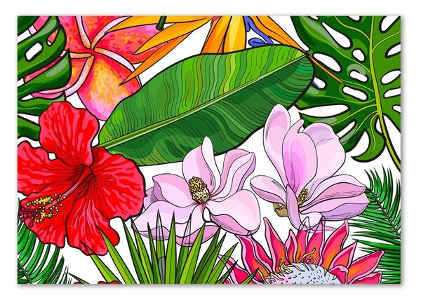 Tablou pe pe sticlă flori Hawaii
