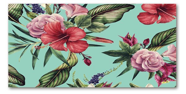 Tablou pe pe sticlă flori tropicale
