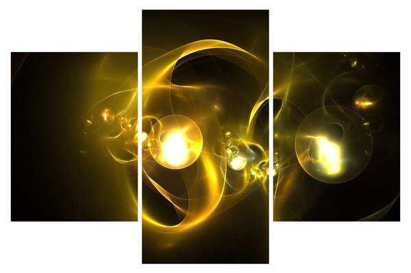 Tabloul abstract cu bile galbene (90x60 cm)