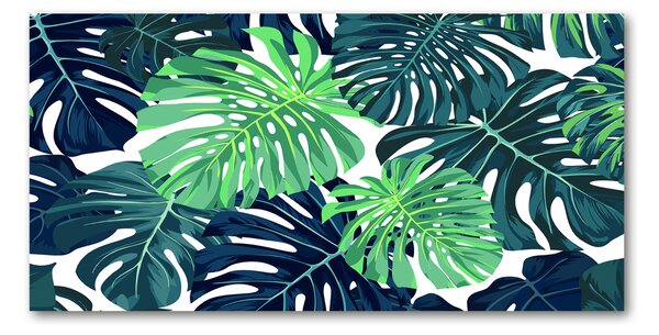 Tablou pe pe sticlă frunze tropicale