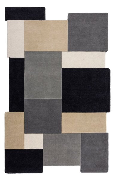 Covor negru/gri țesut manual din lână 120x180 cm Collage Monochrome – Flair Rugs
