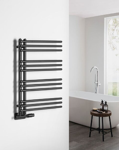 Aqualine Poseidon calorifer de baie scară 74x45 cm negru PS474B
