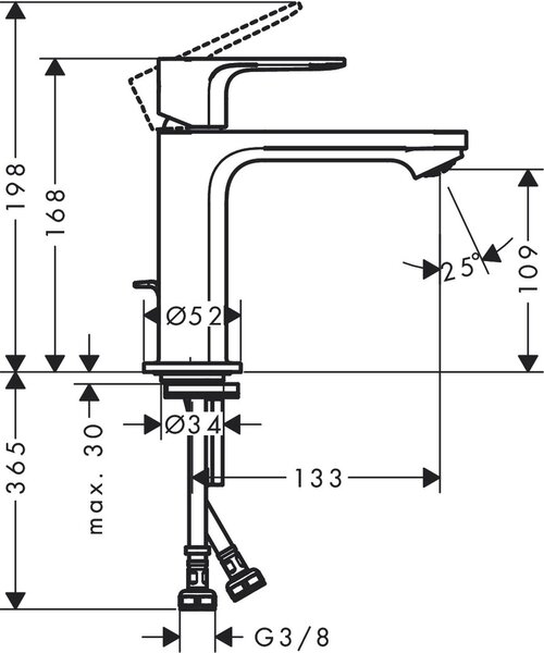 Hansgrohe Rebris E baterie lavoar stativ negru 72557670
