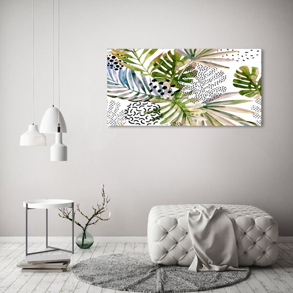 Tablou Printat Pe Sticlă frunze tropicale
