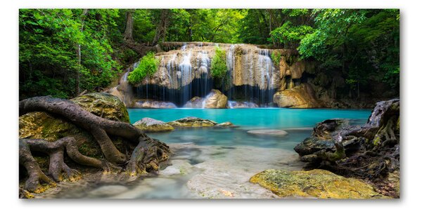Tablou pe pe sticlă Cascada din pădure