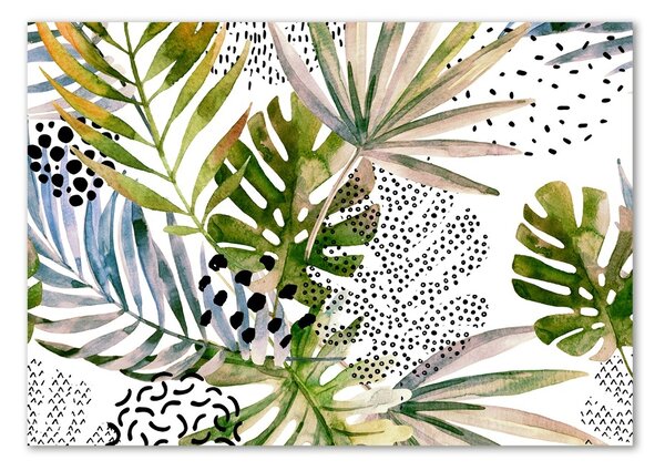 Tablou Printat Pe Sticlă frunze tropicale