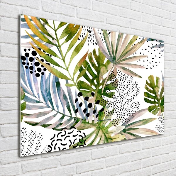 Tablou Printat Pe Sticlă frunze tropicale