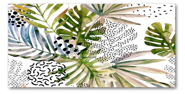 Tablou Printat Pe Sticlă frunze tropicale