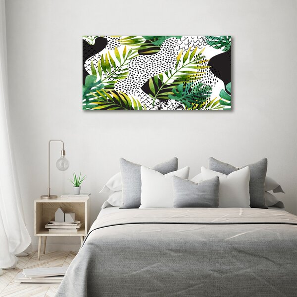 Tablou Printat Pe Sticlă frunze tropicale