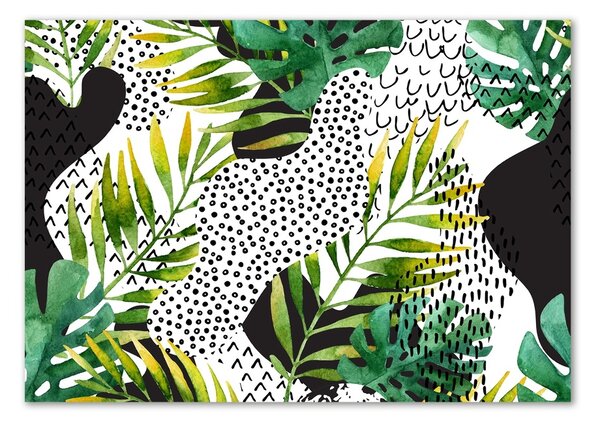 Tablou Printat Pe Sticlă frunze tropicale