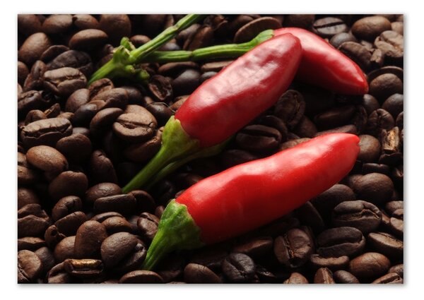 Tablou sticlă Chilli și cafea