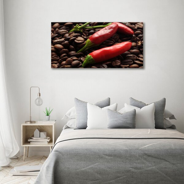 Tablou sticlă Chilli și cafea