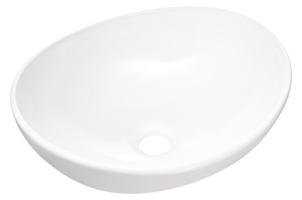 Comad Lola lavoar 40.5x33 cm ovale de blat alb luciu UN-LOLA-GW