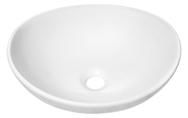 Comad Lola lavoar 40.5x33 cm ovale de blat alb luciu UN-LOLA-GW
