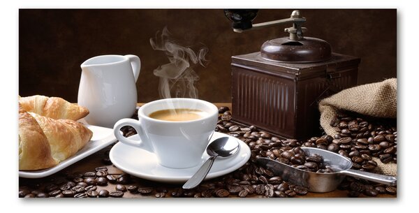Imagine de sticlă Cornuri și cafea