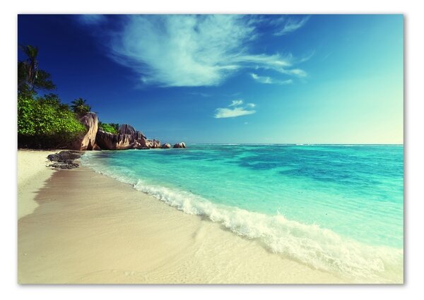 Tablou pe pe sticlă plaja Seychelles