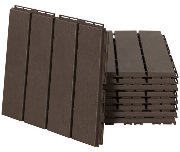 Outsunny Set Plăci de Gresie pentru Pavaj Terasă 30x30x2cm 0.81mq Maro | Aosom Romania