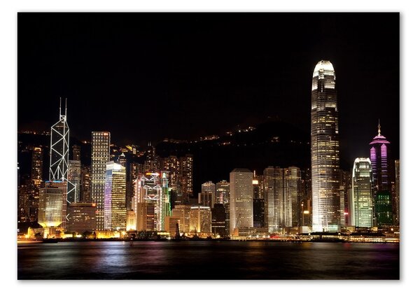 Tablou sticlă Hong Kong pe timp de noapte