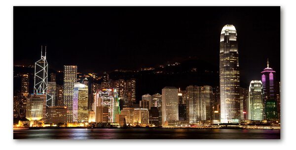 Tablou sticlă Hong Kong pe timp de noapte